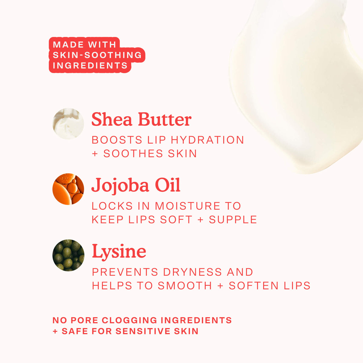 [The key ingredients of Tower 28 Beauty LipSoftie™ Lip Treatment SOS Vanilla listed out]