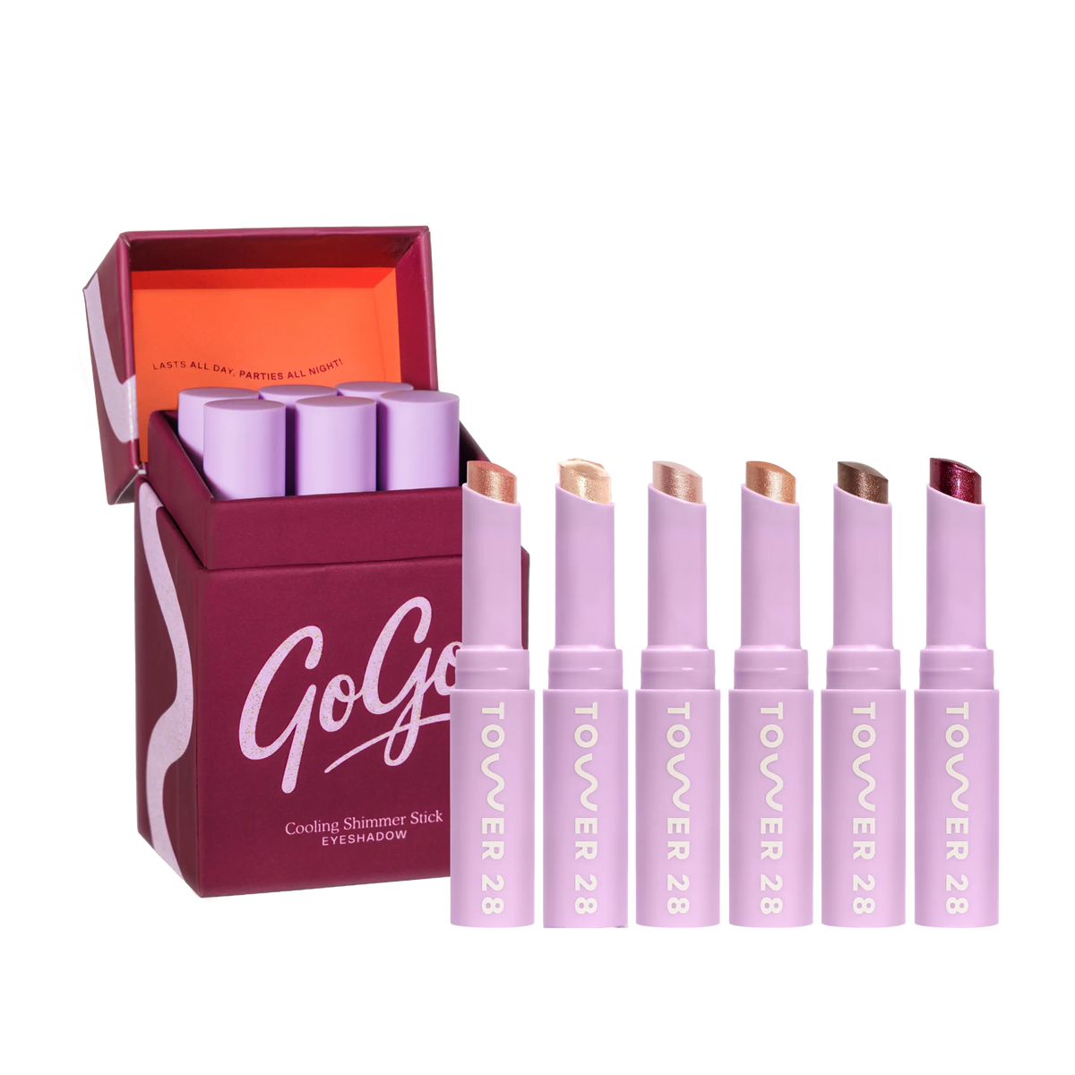 Set of Tower 28 GoGo Cooling Shimmer Sticks with packaging on a white background [Shared]