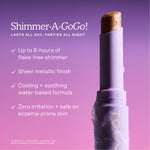 Eyeshadow stick on purple background, featuring product details. [Shared]