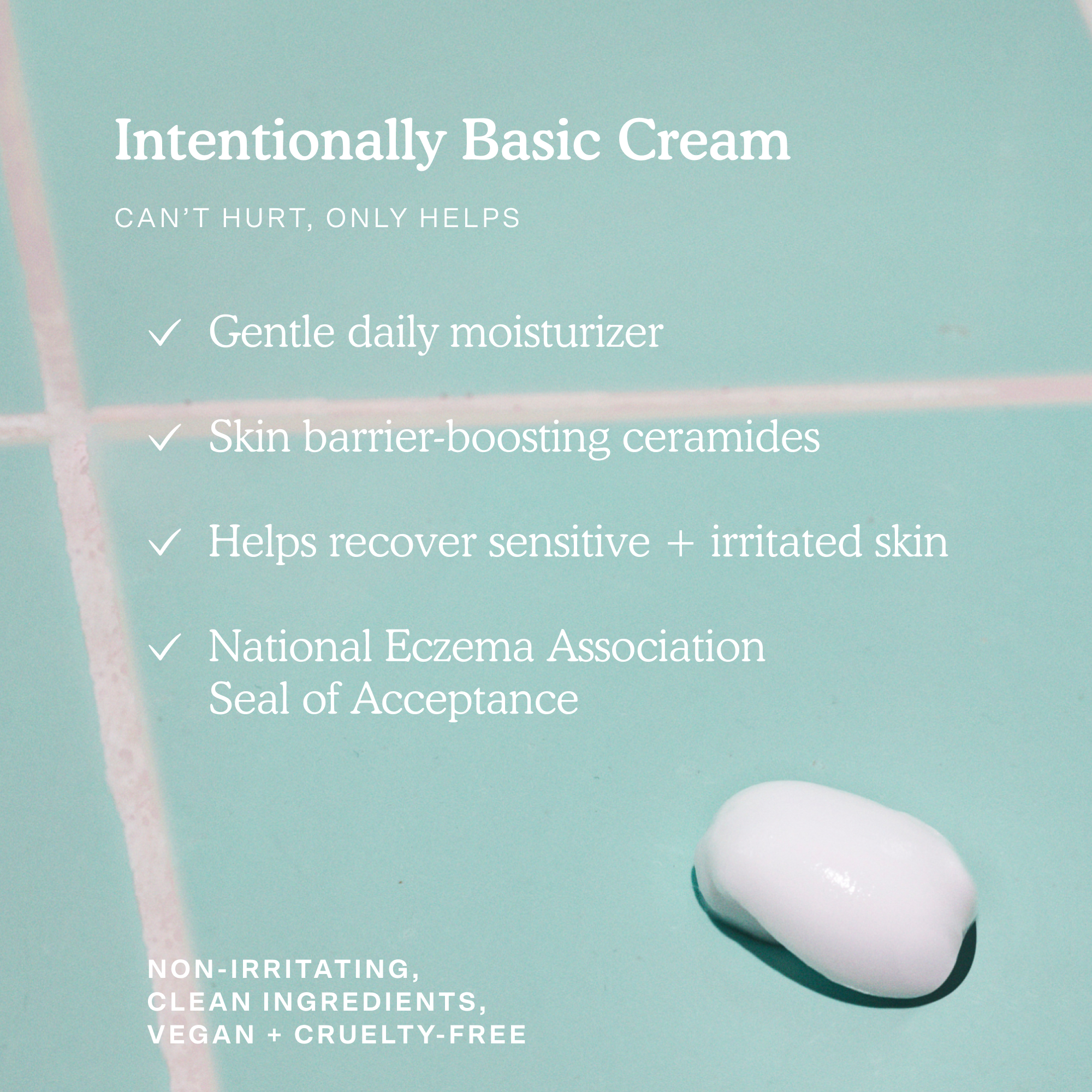 Text highlights the benefits of the SOS Daily Barrier Recovery Cream, describing it as a gentle daily moisturizer with skin barrier-boosting ceramides that helps recover sensitive and irritated skin, and is recognized by the National Eczema Association. [Shared]