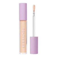 Tower 28 Beauty Swipe Serum Concealer in the shade 5.0 EP, shown with the tube standing upright next to the open applicator wand to reveal the product. [5.0 EP]