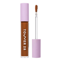 Tower 28 Beauty Swipe Serum Concealer in the shade 18.0 SGV, shown with the tube standing upright next to the open applicator wand to reveal the product. [18.0 SGV]